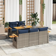 Set Divano da Giardino 6 pz con Cuscini Grigio in Polyrattan 3327554