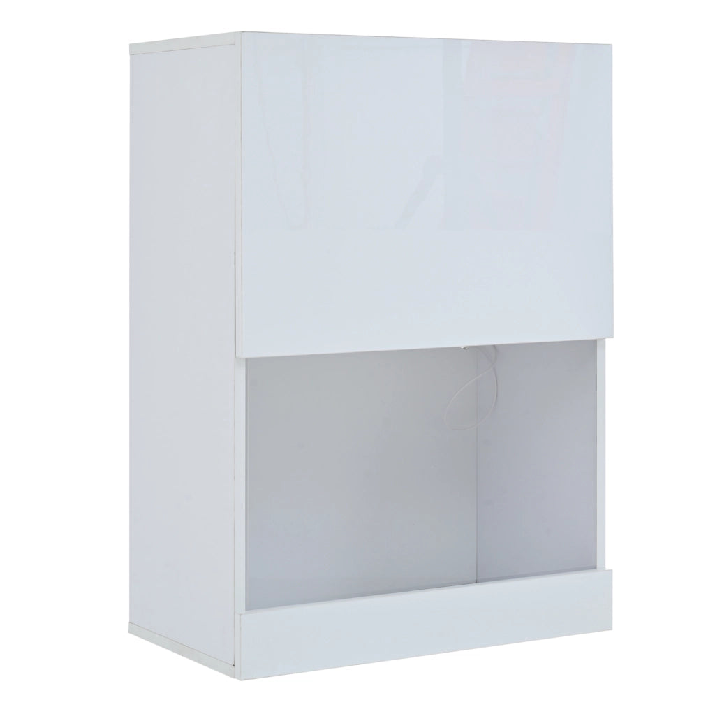 Set parete TV con LED e finitura lucida in truciolare bianco