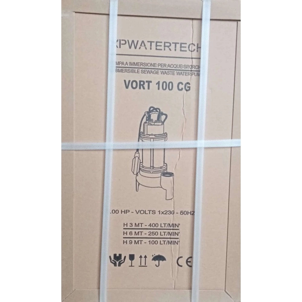 Pompa sommersa monofase per fognatura vort100 1hp mandata 2 ghisa - uscita verticale