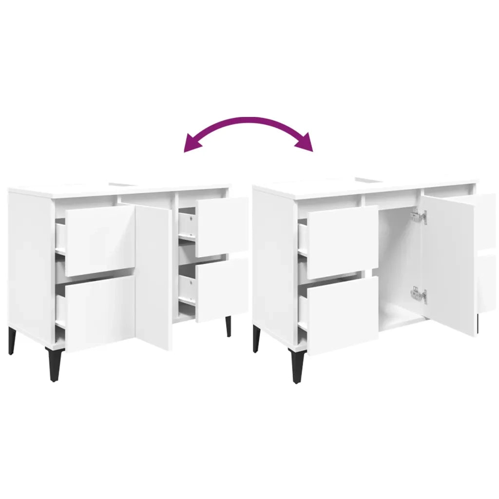 Mobile Lavabo-Armadietto da bagno Bianco 80x33x60 cm in Legno Multistrato 465983