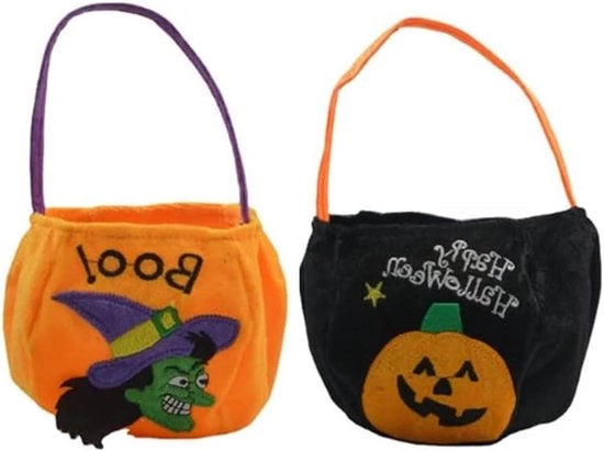 Due sacchetti di zucchero per Halloween da utilizzare come trucco o come trattativa - Sacchetti di zucchero a forma di zucchina per feste di Halloween - Decorazione e accessori per maschere