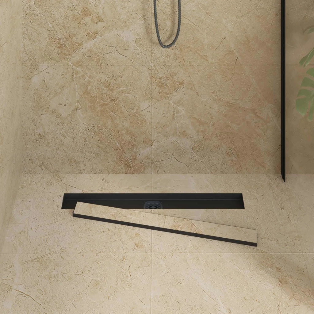 Scarico doccia 2-in-1 con sifone a 360° Nero 70 cm