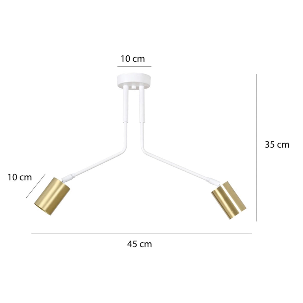 Plafoniera Minimal Tenjin Acciaio Bianco 2 Luci Gu10 Ip20