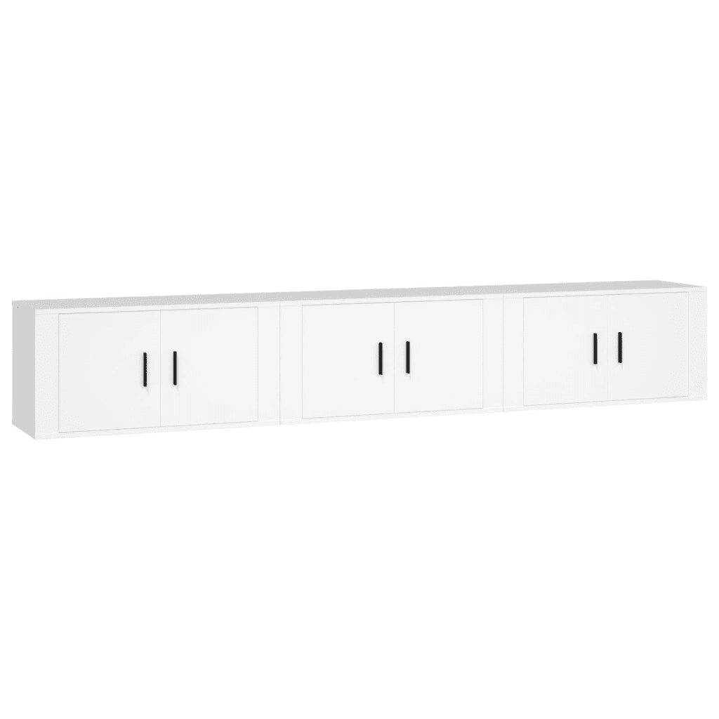 Mobili Porta TV a Parete 3 pz | Armadietto TV | Mobile Porta TV Bianco 80x34,5x40 cm