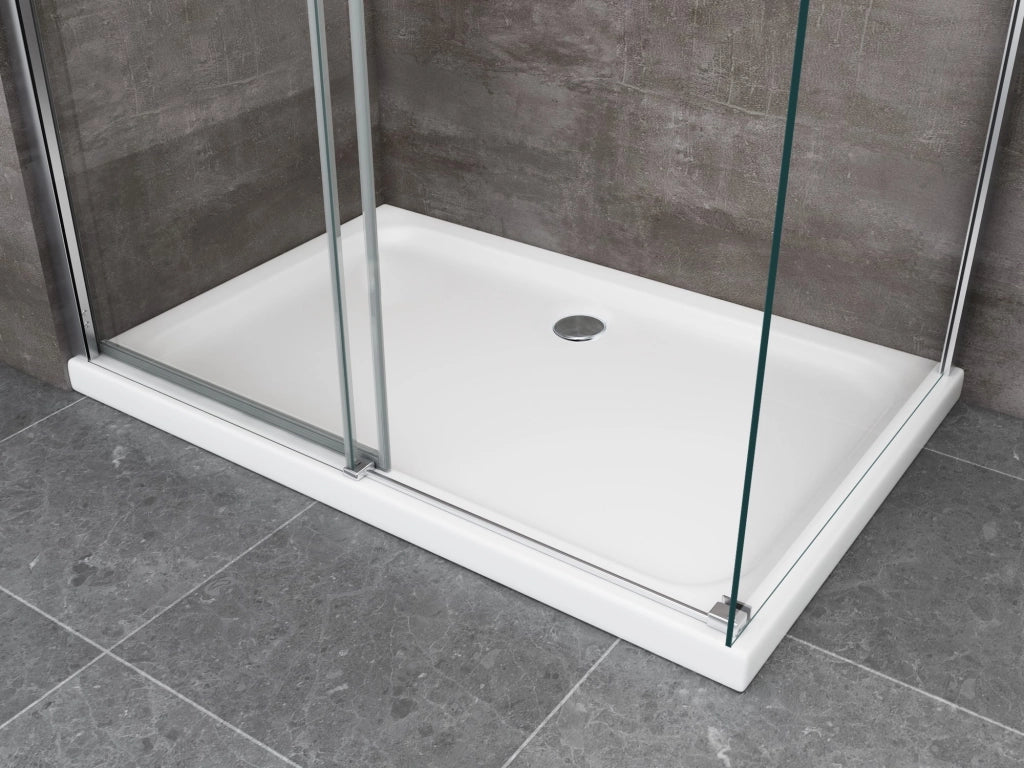 Box doccia 8 MM a 2 lati parete fissa laterale + porta scorrevole reversibile altezza 190 cm 90x150