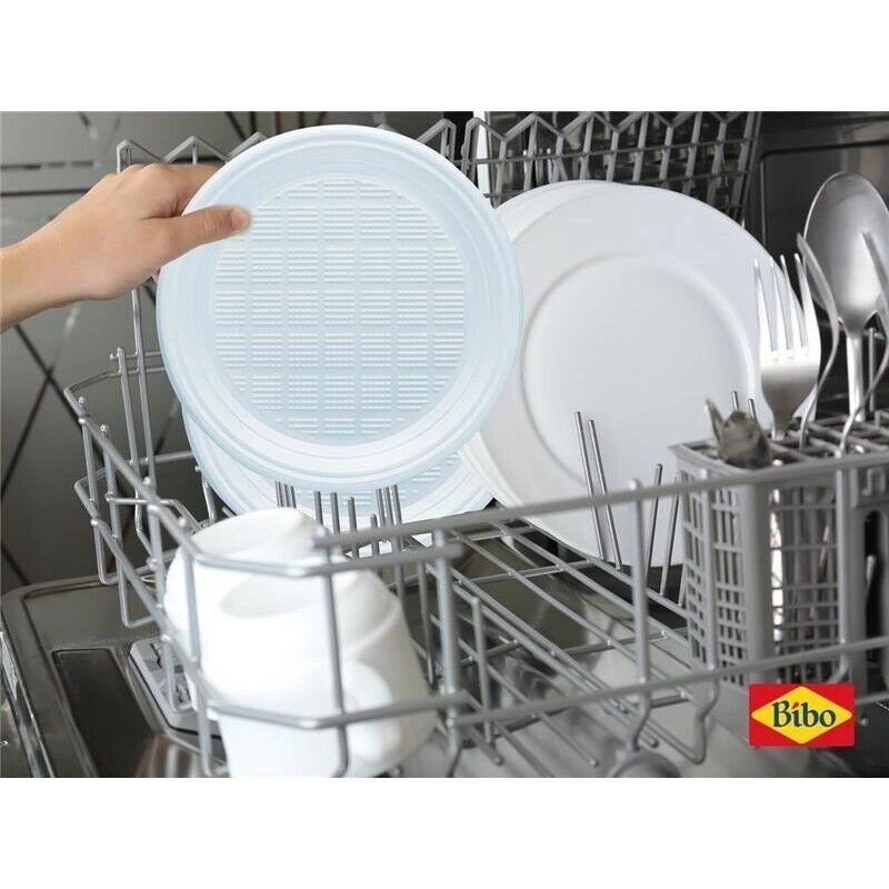 BIBO PIATTI PIANI IN PLASTICA  RIUTILIZZABILI BIANCHI DIAMETRO 21,5 CM CONFEZIONE DA 35 PEZZI