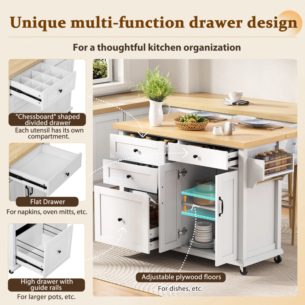 Carrello da cucina con 2 ante; cassetti; portaasciugamani e portaspezie per cucina; in MDF; 107 x 45-70 x 90;5 cm