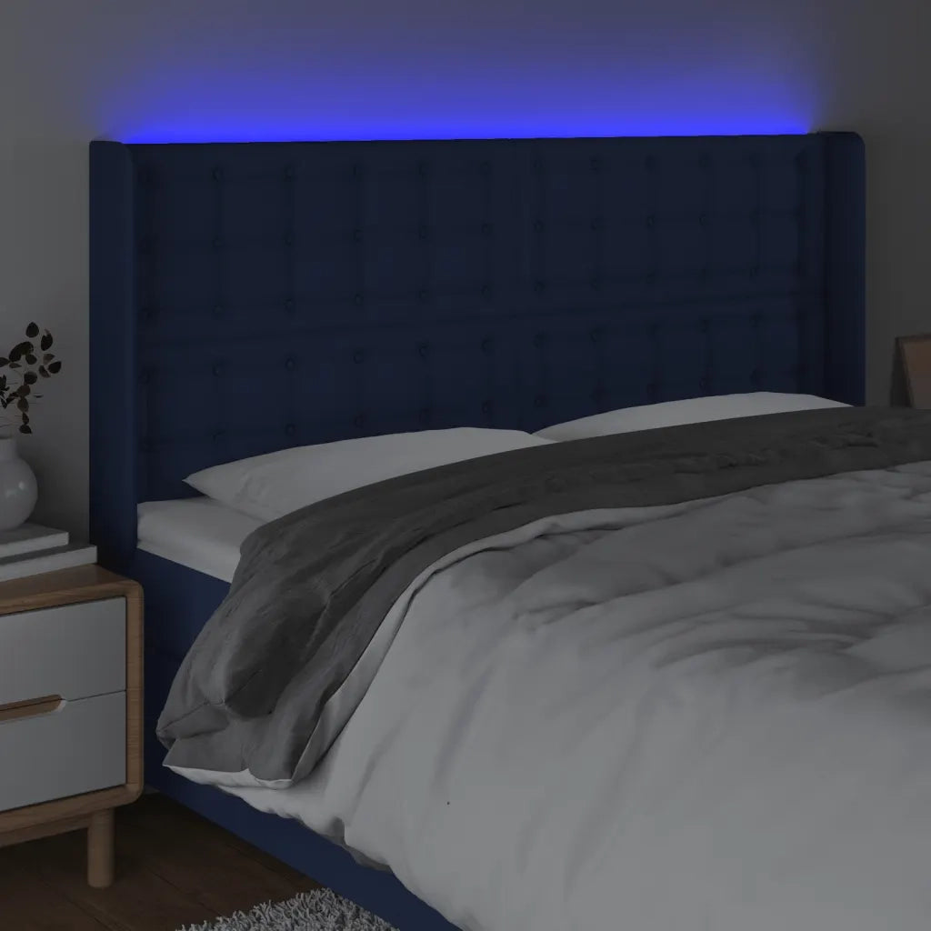Testiera a LED Blu 203x16x118/128 cm in Tessuto 3124510
