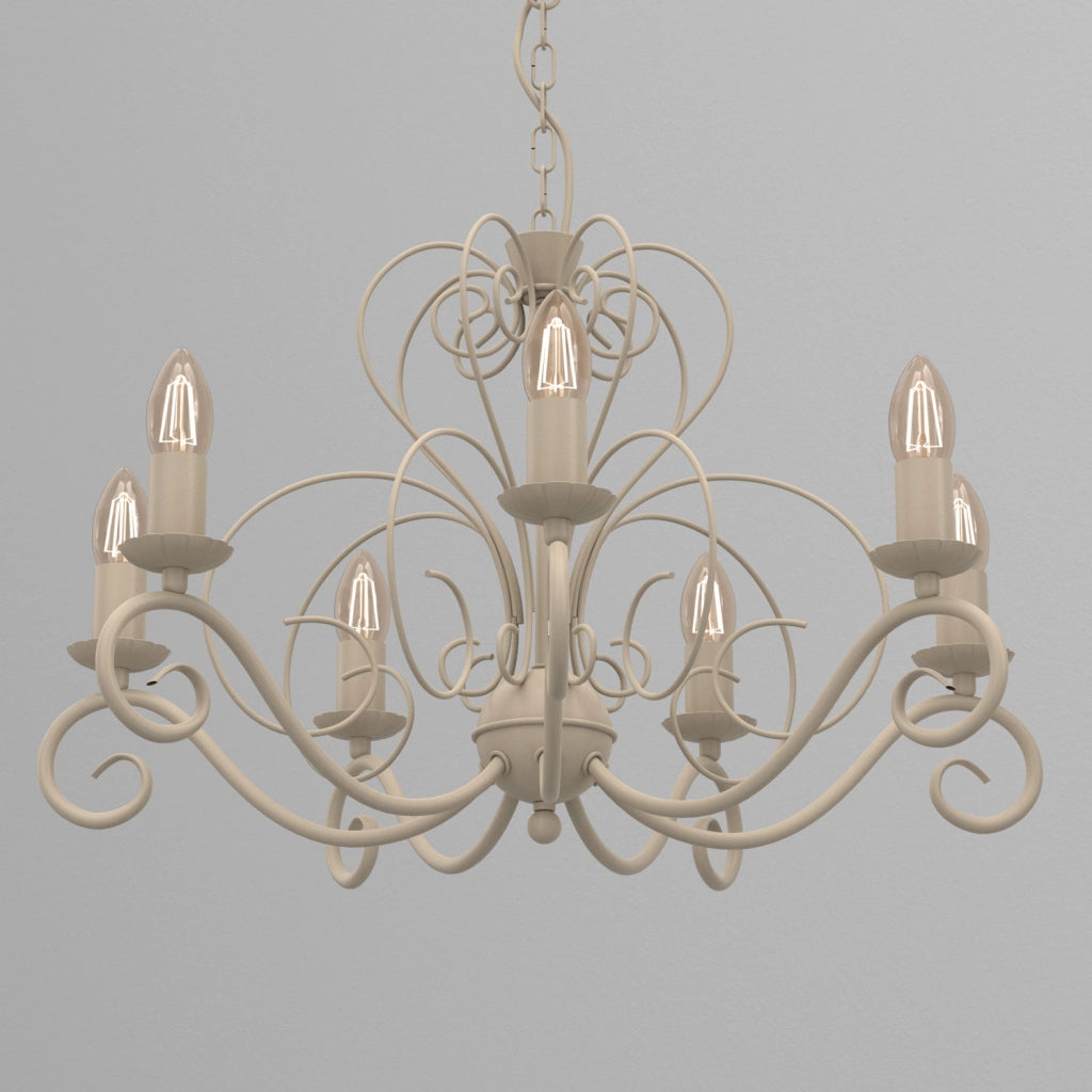 Lampadario decorativo beige 7 luci E14 Mauro Luminex