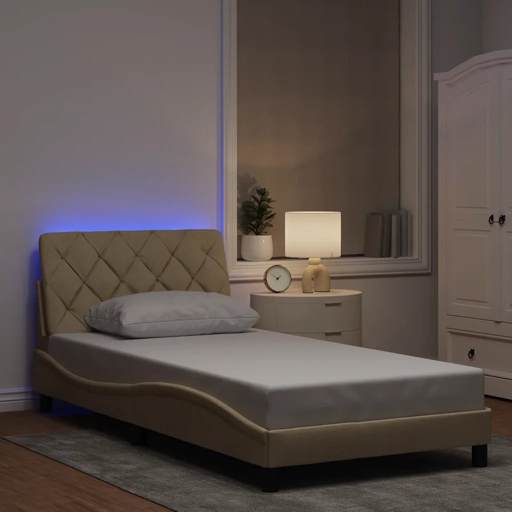 Giroletto con LED senza Materasso Crema 100x200 cm in Tessuto 3310655
