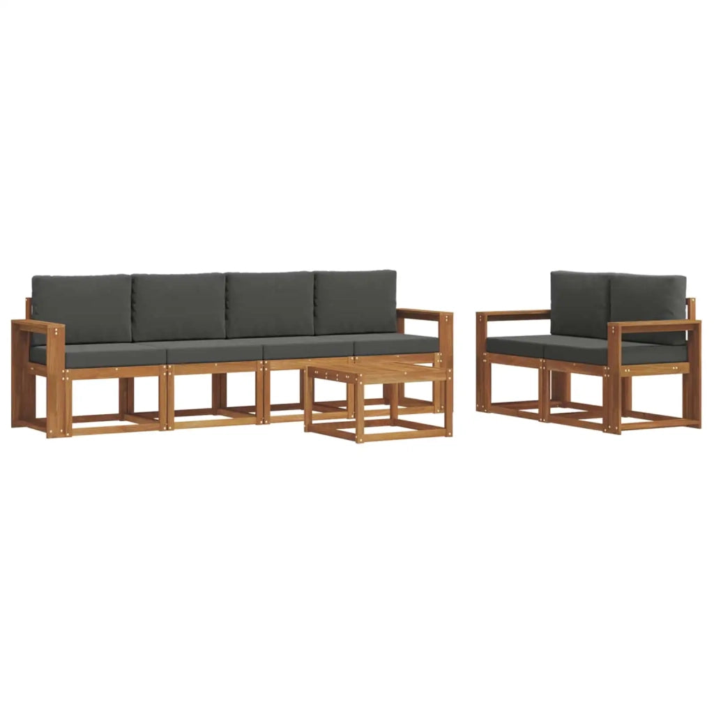 Set di divani da esterno con cuscino 7 pcs Naturale e Antracite