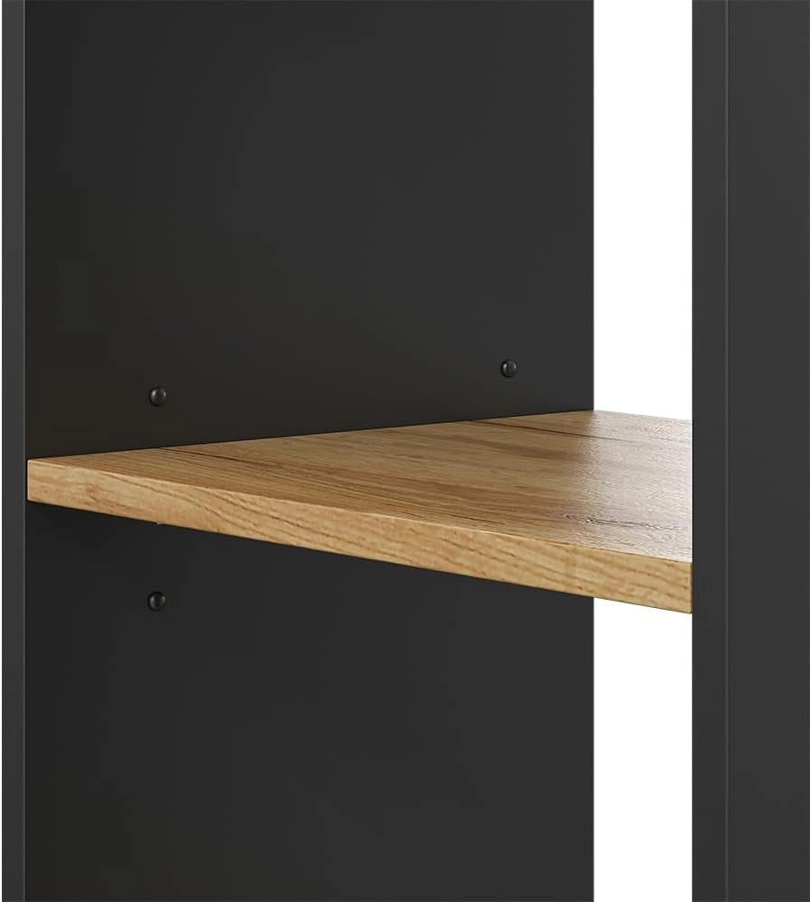 Mobiletto per PC Tomy, Antracite/quercia dorata, 28.5 x 50 cm 2 scomparti, con ruote e ripiano per accessori per computer