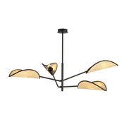 Lampada a sospensione Vene in acciaio nero e rattan