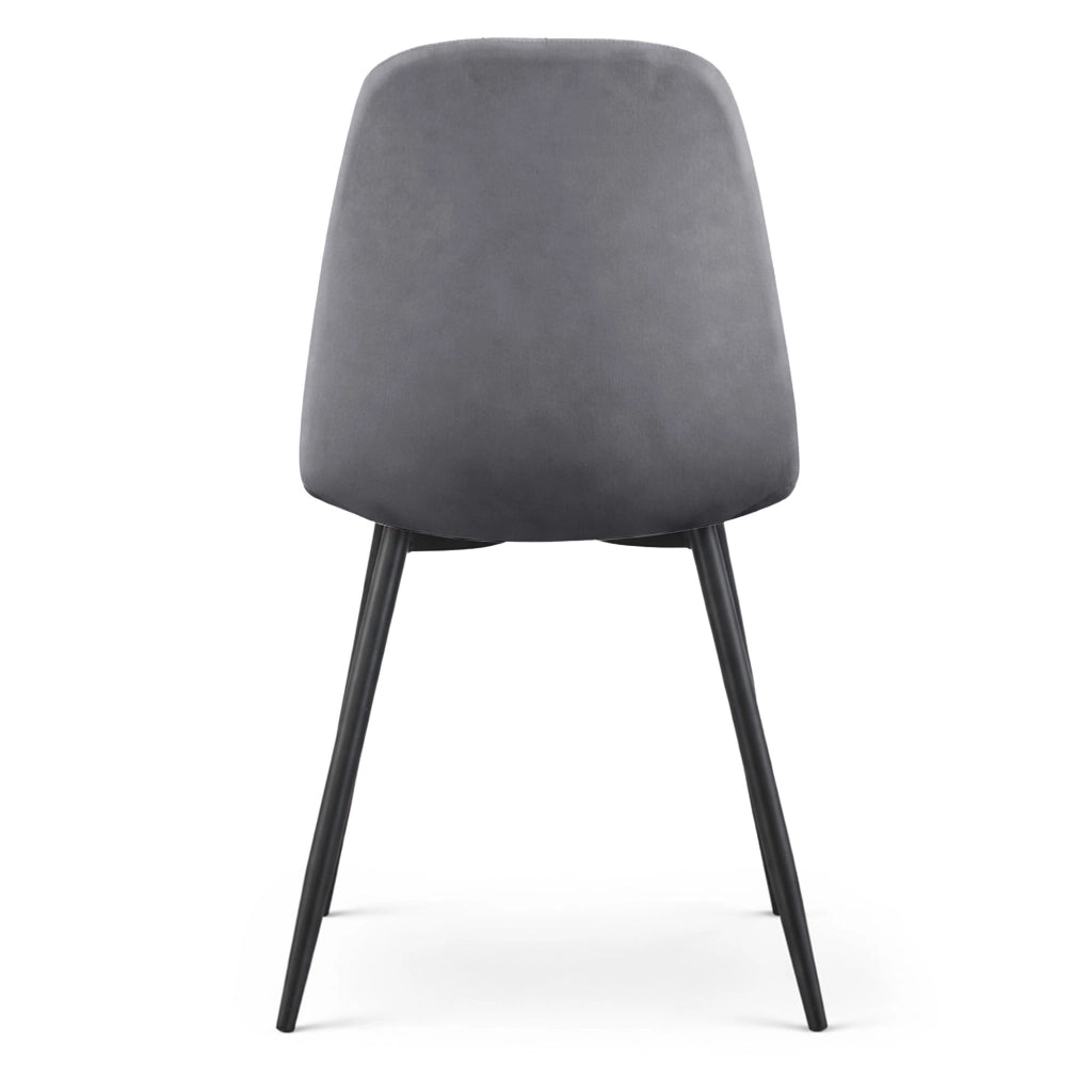 Set di 2 Sedie in velluto trapuntate LUMO Grafite Scuro gambe nere