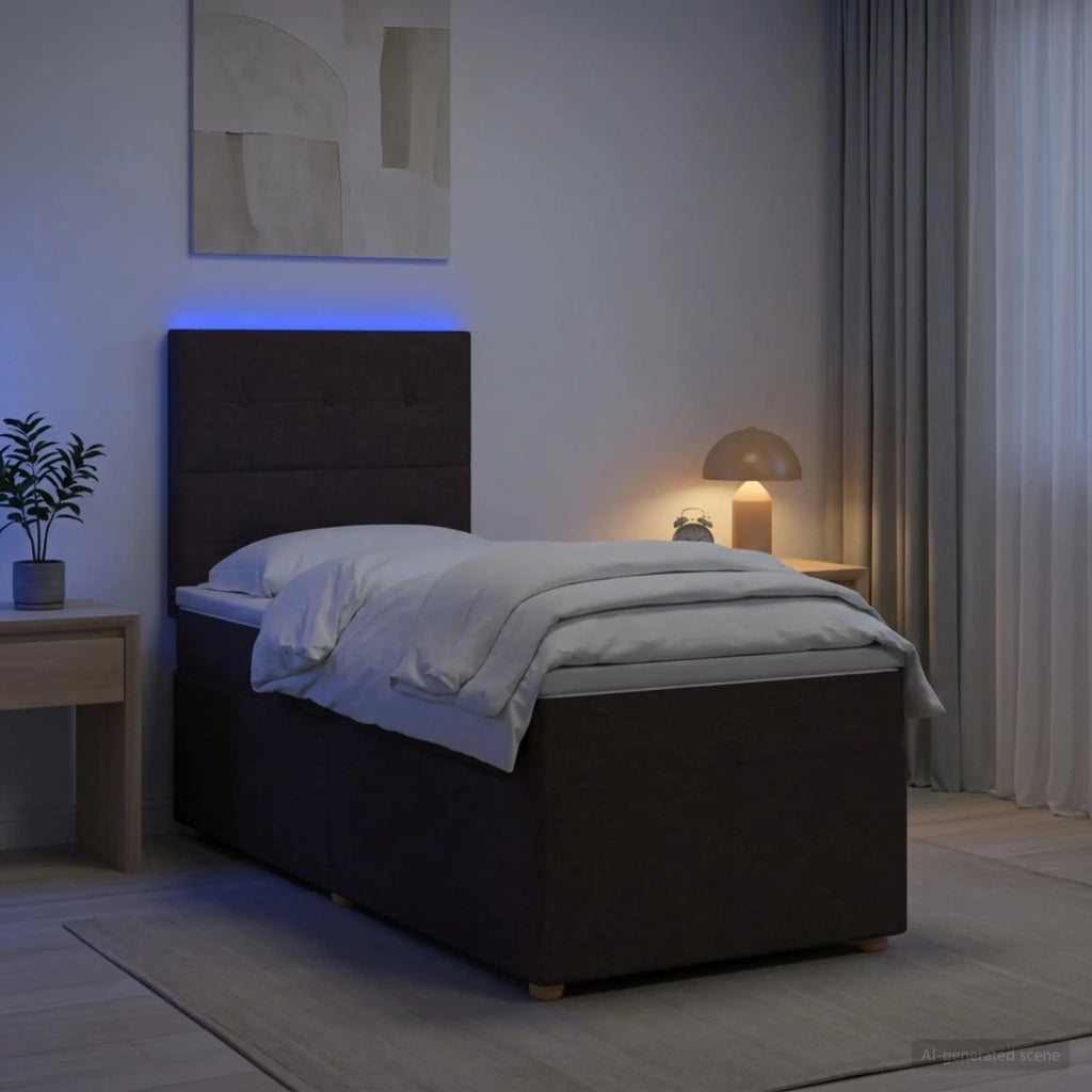 Letto box spring con materasso Marrone Scuro 100 x 200 cm 3455283