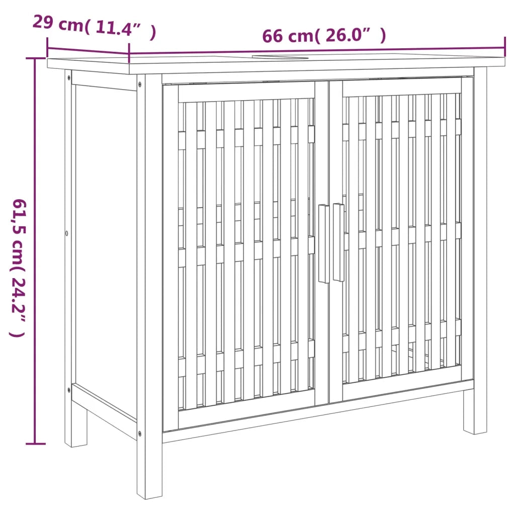 Mobile Lavabo da Bagno-Armadietto da bagno 66x29x61,5cm Legno Massello di Noce
