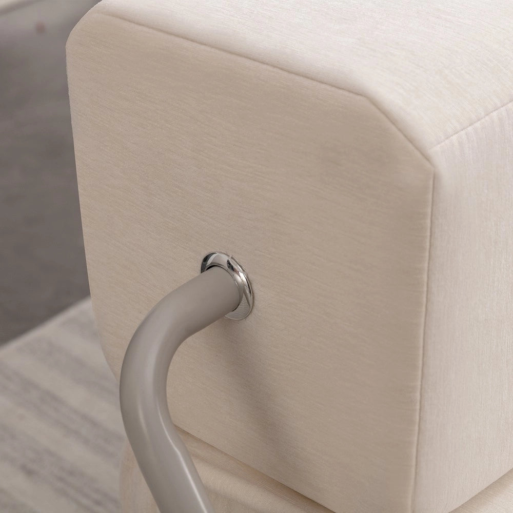 Divano Letto Pieghevole con Materasso ¨C Xylo ¨C Bianco, Tessuto, Cuscino Rimovibile