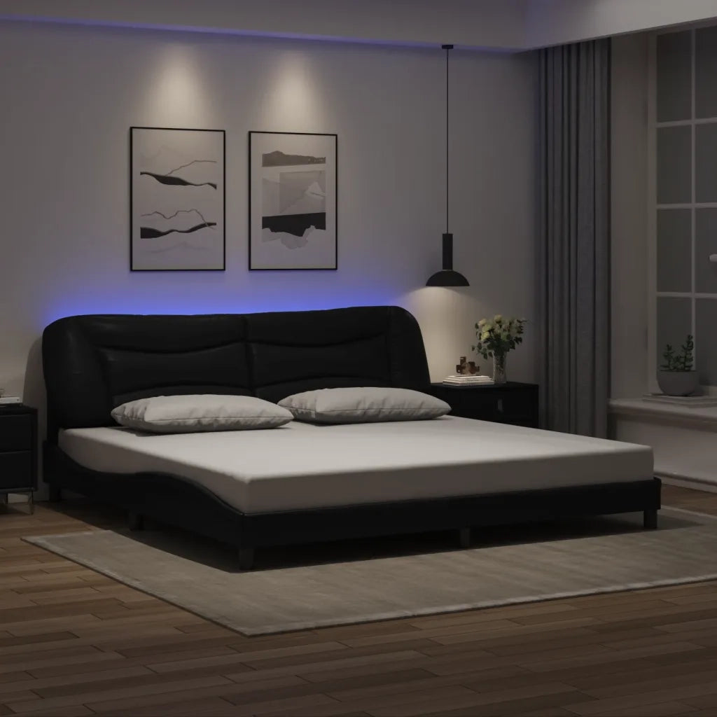 Giroletto con LED senza Materasso Hvar Nero 200x200 cm 3213955