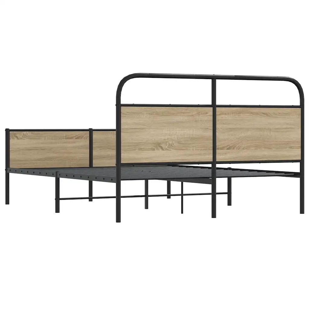 vidaXL Giroletto senza Materaso in Metallo Rovere Fumo 180x200 cm