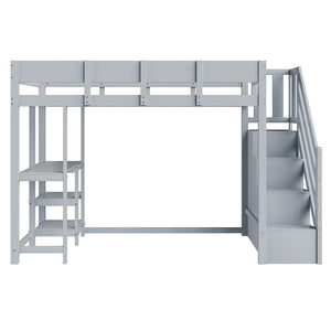 Letto a castello - Xylo - 90x200 cm pino contenitore grigio