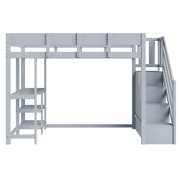 Letto a castello - Xylo - 90x200 cm pino contenitore grigio