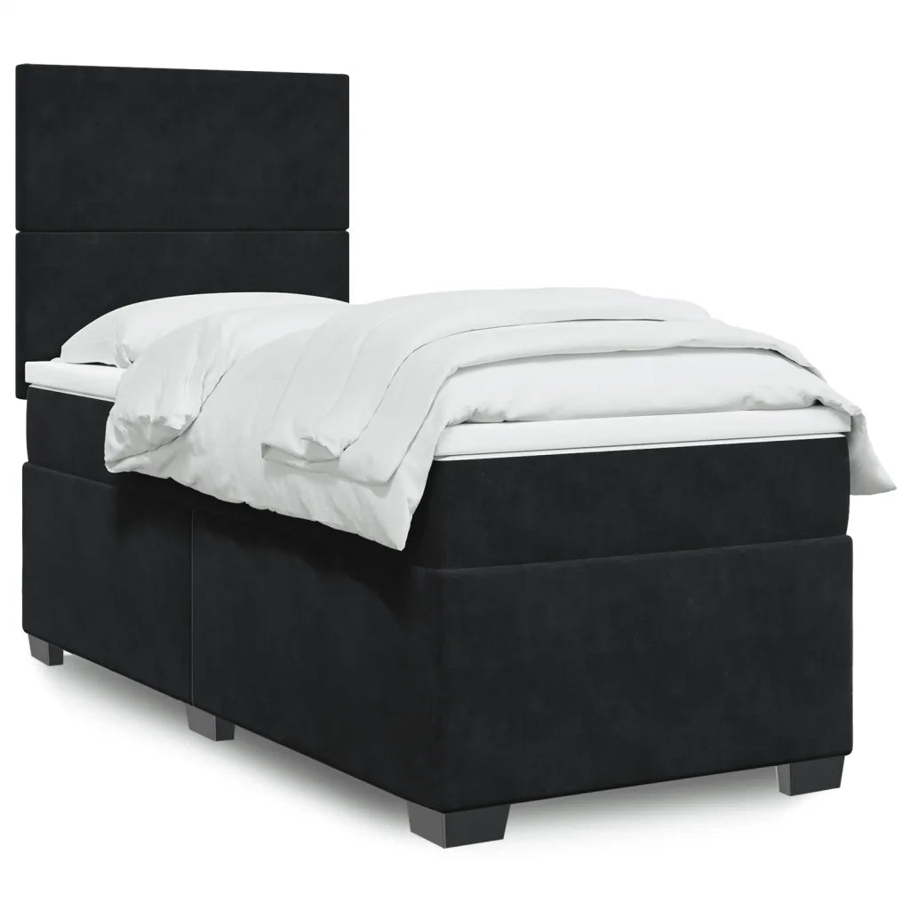 vidaXL Giroletto a Molle con Materasso Nero 90x200 cm in Velluto
