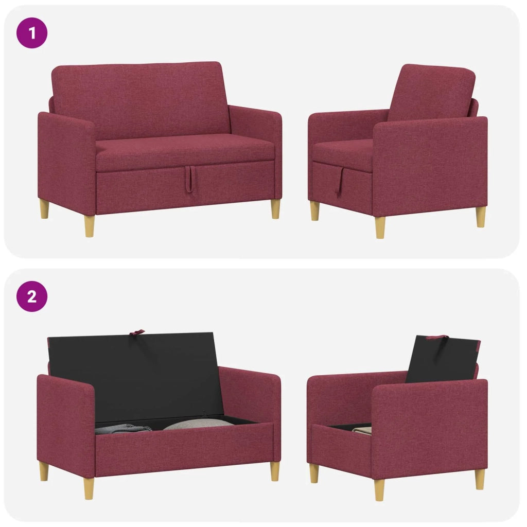 Set di Divani con Storage 2 pcs Rosso Vino Poliestere 3429151
