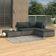 Set Divani da Giardino 4 pz con Cuscini in Polyrattan Grigio cod mxl 42286