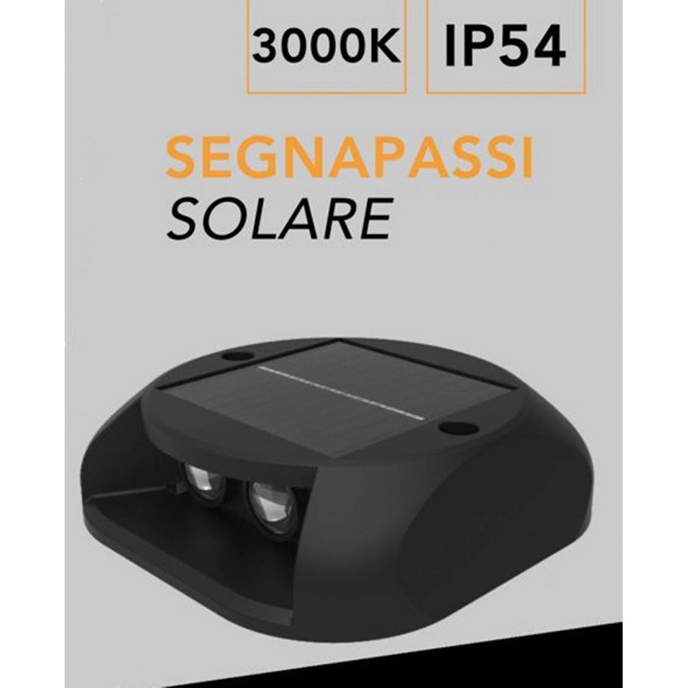 Trade Shop - Faretto Segnapasso Con Pannello Solare 0.4w Luce Led Calda 3000k Ip54 Nero Zq-ljd-001 -