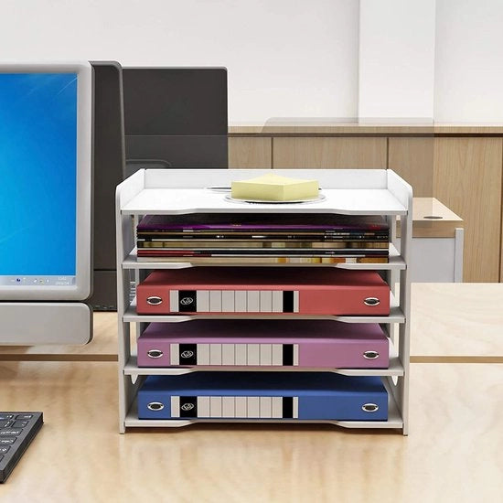Organizzatore di 5 livelli per documenti per ufficio, archivio per scrivania, cassetta per lettere per scrivania & contenitore per A4 per documenti, archiviazione di documenti per casa, ufficio, scuola