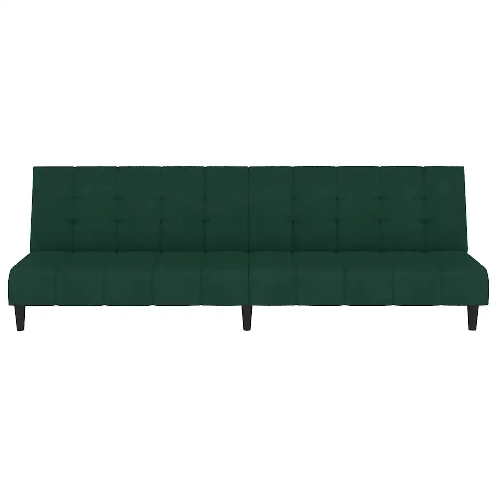 Divano Letto a 2 Posti Verde Scuro in Velluto 375765