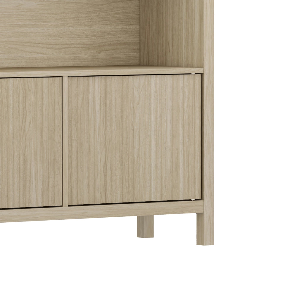 Credenza Bassa Lukkodso con 2 Ante e Scomparti Aperti 103x80x28 cm Effetto Rovere [en.casa]