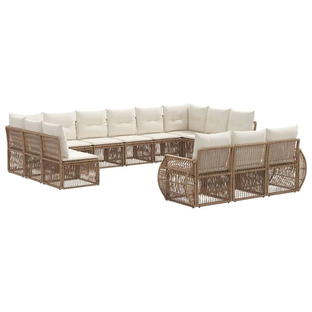 Set Divano da Giardino 13 pcs Beige e Bianco Crema polyrattan 3435570