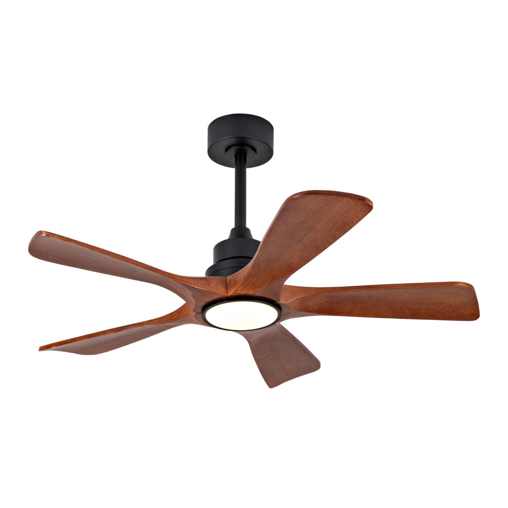 Ventilatore da soffitto da 42 pollici con 5 pale in legno; LED dimmerabile e telecomando