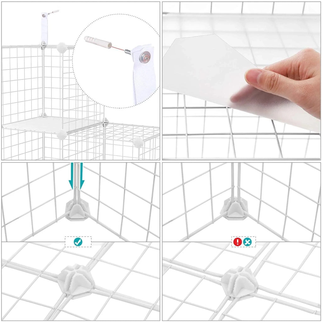 Mobiletto portaoggetti con 4 ripiani e 4 file di ripiani in rete grande capacità martello di gomma gratuito dimensioni 123 x 31 x 123 cm (L x P x A) bianco 12_0000703