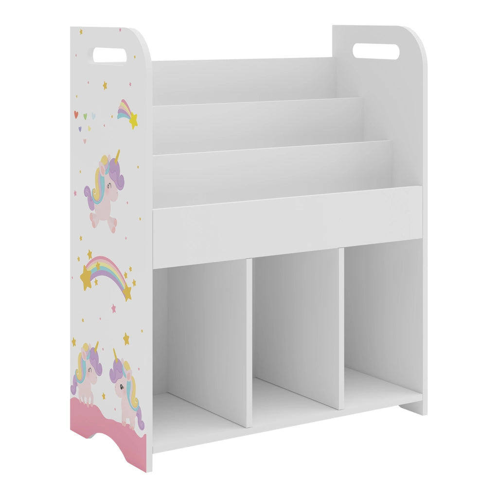 Scaffale per Cameretta Røyrvik Mobile per Libri Giochi 75x62x29 cm Unicorno [en.casa]