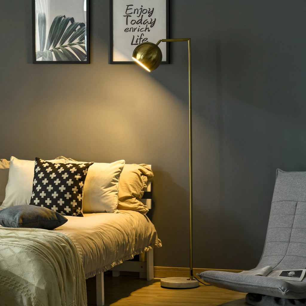 Lampada da Terra Moderna con Paralume Regolabile in Stile Vintage Compatibile con E27 40W - Oro