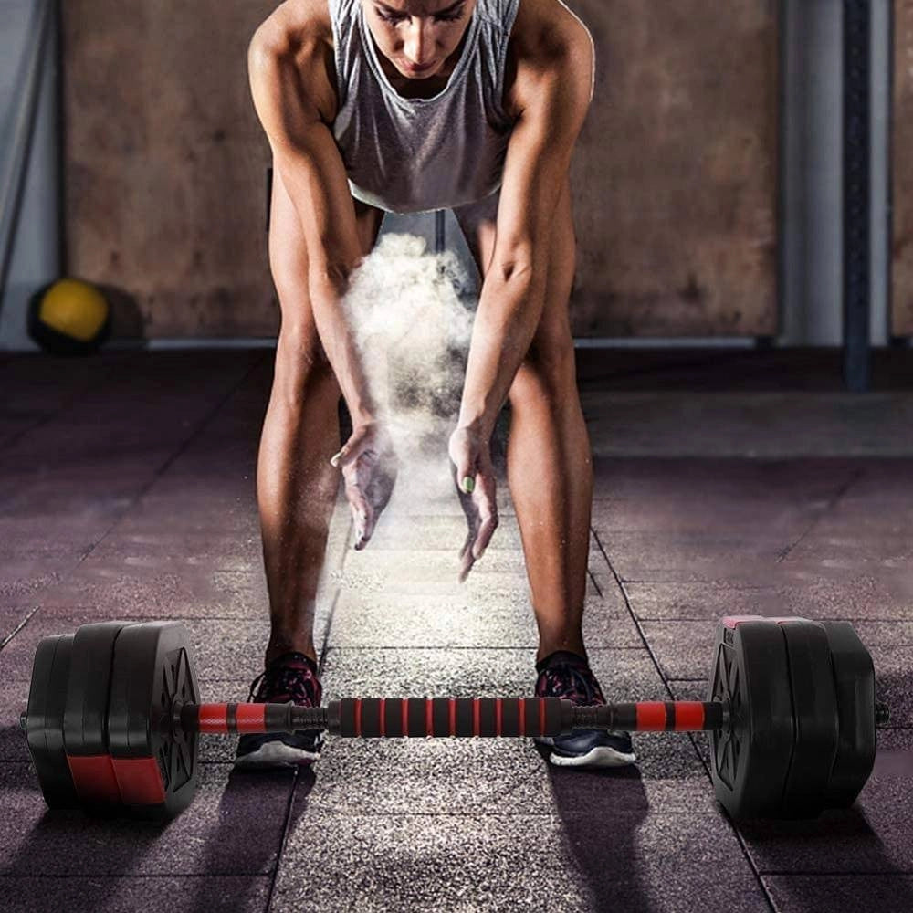 Trade Shop - Set Manubri Bilanciere Con Biella Regolabili 25kg Allenamento Corpo Palestra Casa -
