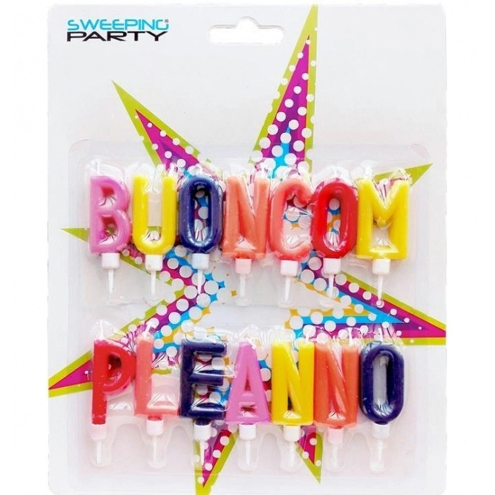 Trade Shop - Set 14 Candeline Candela Buon Compleanno Multicolor Colorata Torta Festa Party -