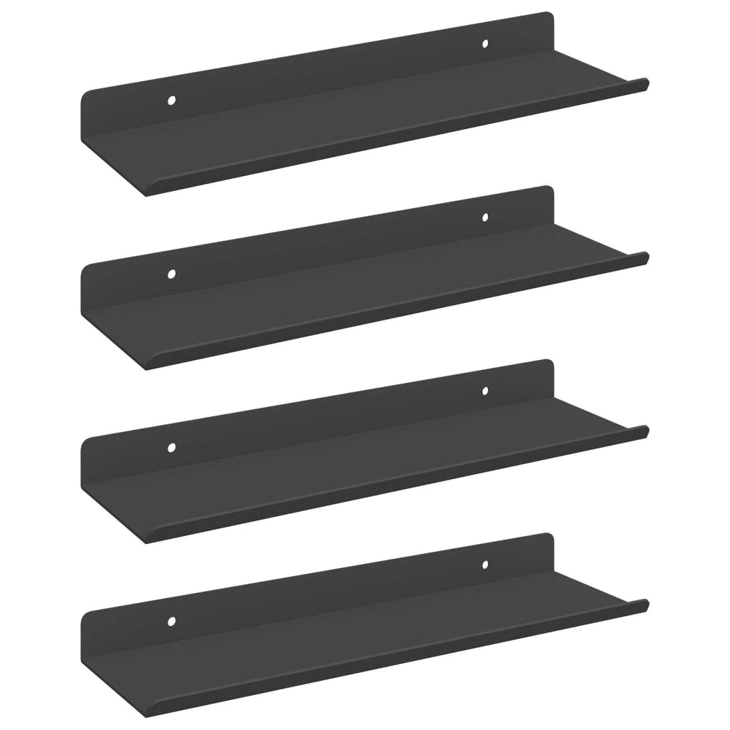 Mensola sospesa 4 pcs Nero 30 x 9 x 2,5 cm Acciaio 8003937
