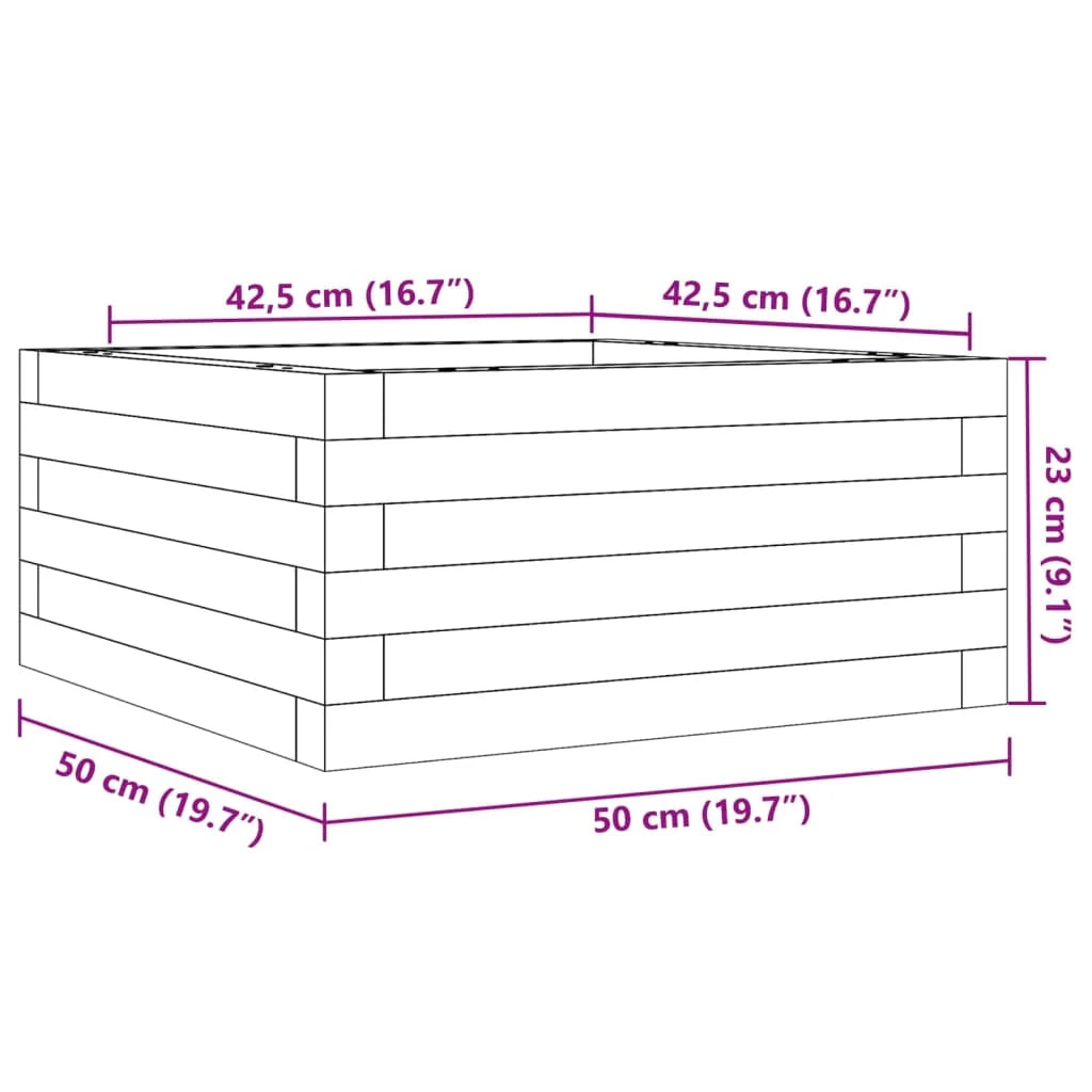 Fioriera rialzata per piante fiori terrazza giardino 50 x 50 x 23 cm legno di pino massiccio bianco 02_0037629