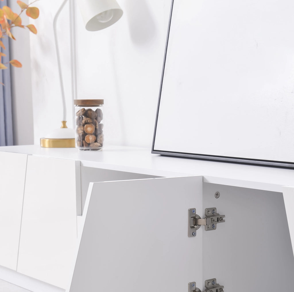 Mobile TV moderno bianco 170 cm in MDF con design patchwork diagonale