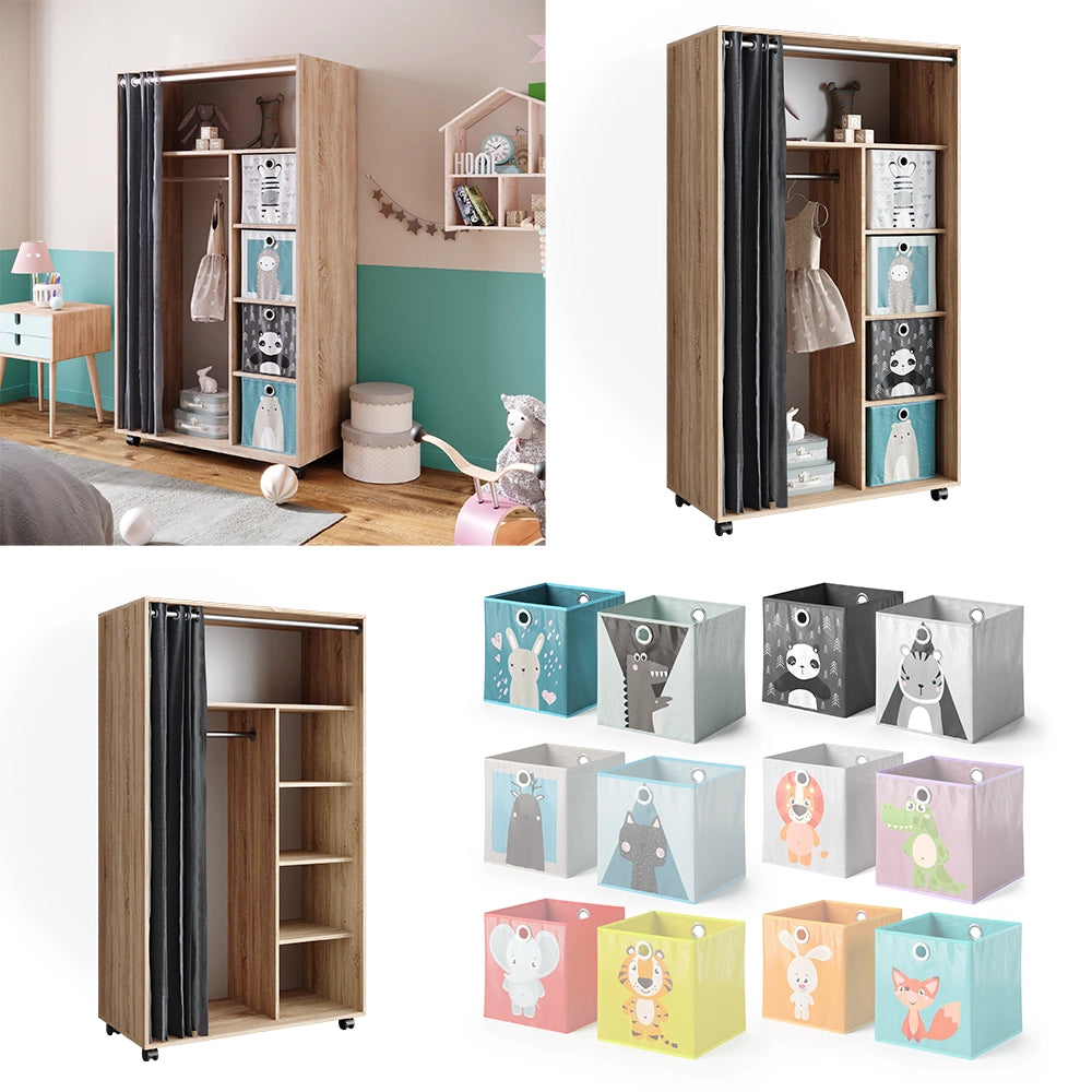 Vicco Armadio multifunzione Sonoma 100 x 168 cm aperto, con rotelle