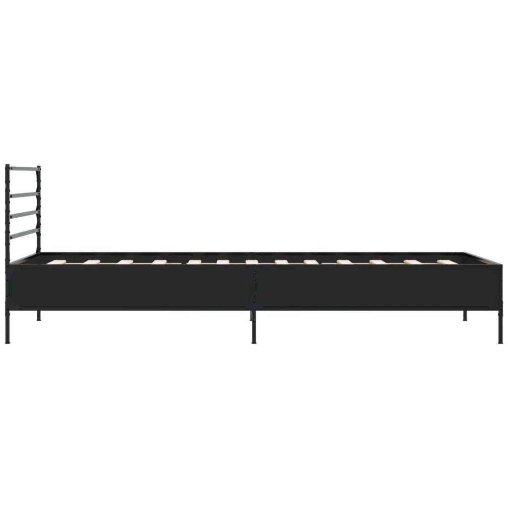Giroletto-Struttura Letto Nero 75x190 cm in Legno Multistrato e Metallo 261235