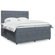 Giroletto a Molle con Materasso Grigio Scuro 200x200 cm Velluto