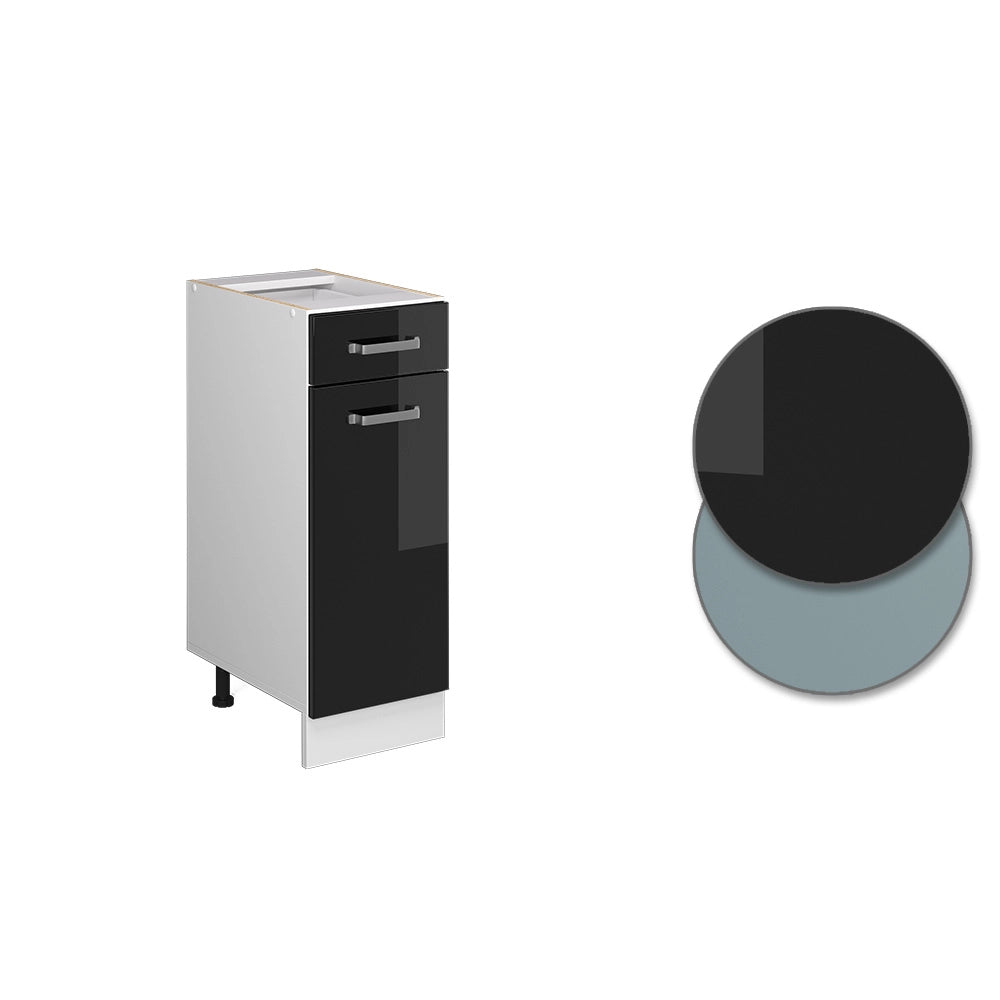 Vicco Mobiletto base per cucina Nero lucido 30 cm senza piano di lavoro