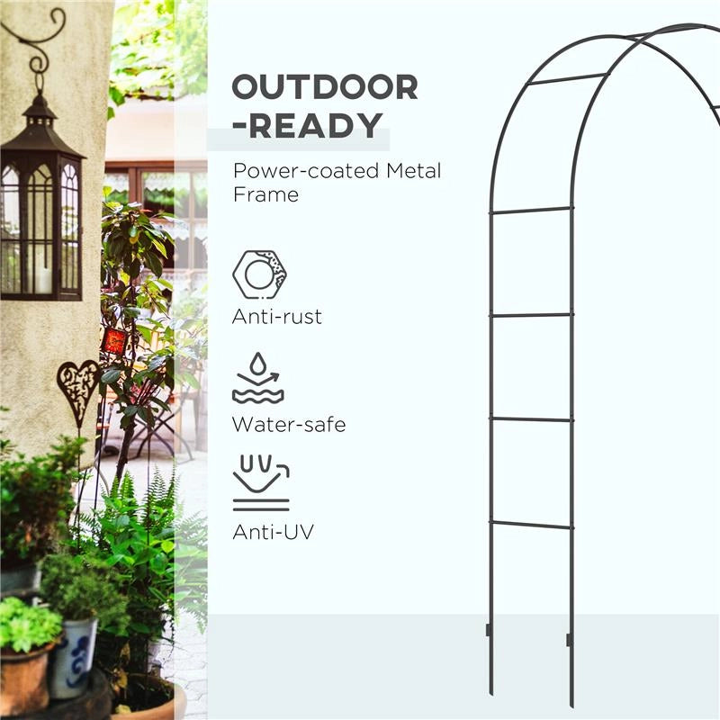 ARCO PER RAMPICANTI IN METALLO PER GIARDINO ED ESTERNI, 140X40X240CM, NERO