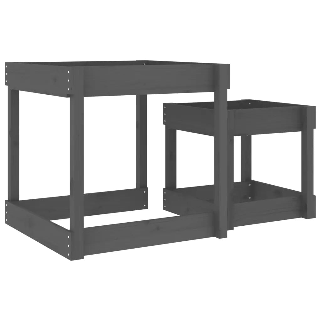 Tavoli Sabbiere 2 pz Grigi in Legno Massello di Pino 825053