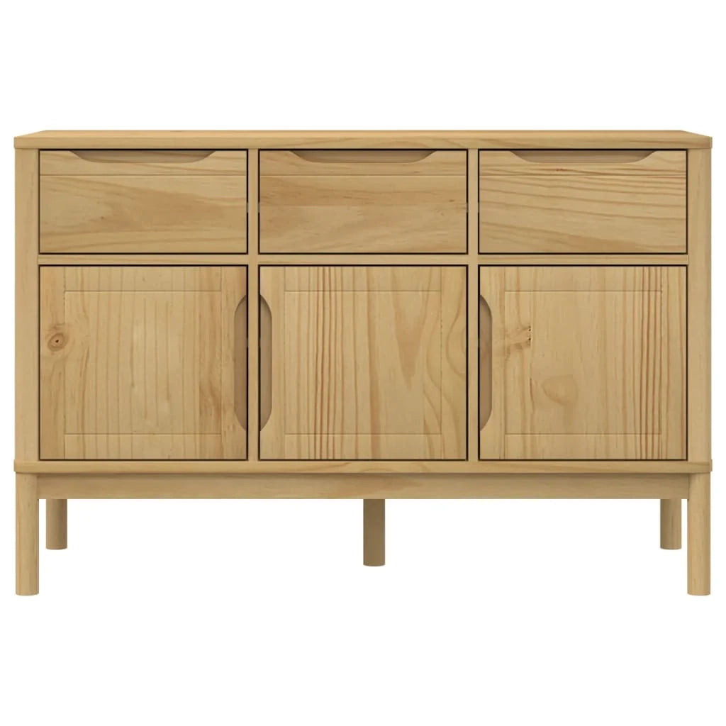 Buffet credenza cassettiera armadio mobile contenitore organizer cucina soggiorno salotto finitura a cera 114 x 43 x 74 cm legno di pino massello marrone 02_0031758