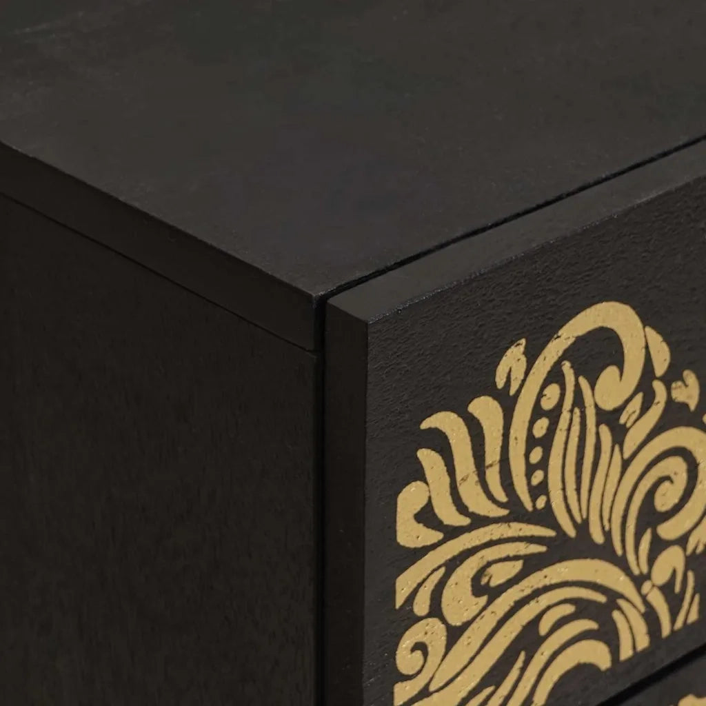 Comodino | Armadio da Notte | Mobiletto da notte con porta Nero 50 x 33 x 60 cm Legno di mango massello